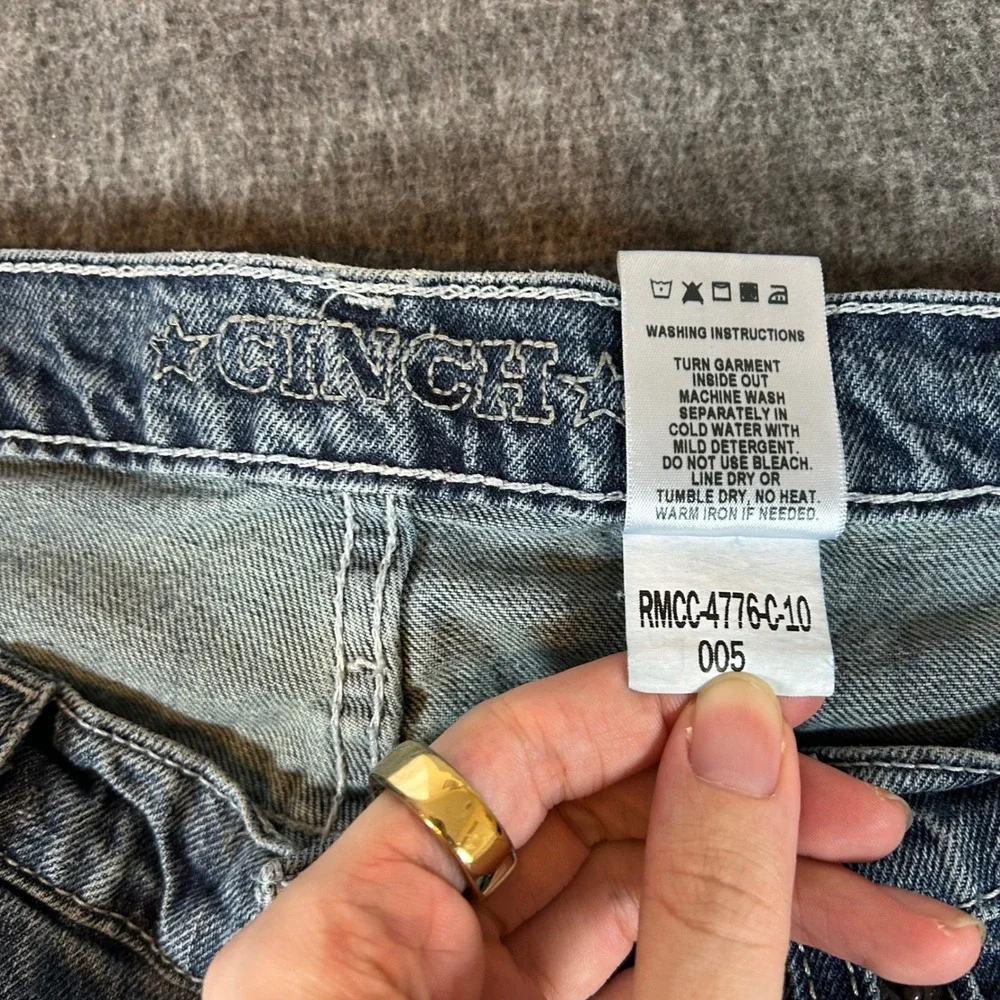Cinch Mens Silver Label Straight Leg‎ Jeans Blue Hemmed 38x30 Fits 39x27 Western